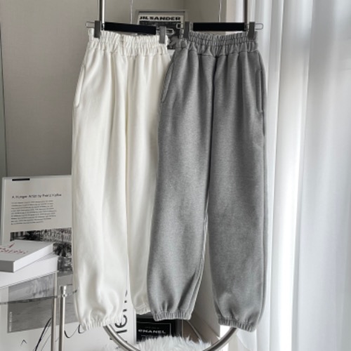 Wide banding jogger pants (white/gray)