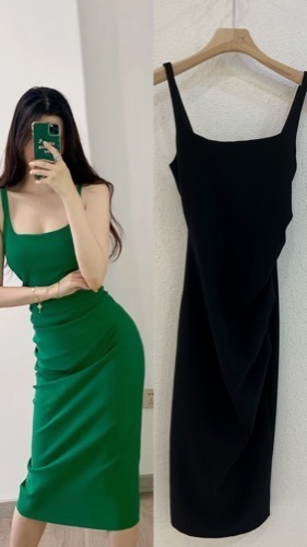 [수입]Slim drape dress (3 colors)