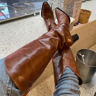 Classic western long boots (Vintage brown / Black) 5cm 또는 8cm 주문가능하세요!