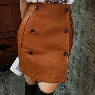 Leather pocket skirt