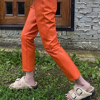Leather pants (Black /orange)