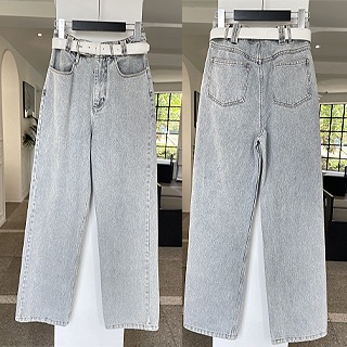 [수입]Light blue jeans (+ belt set) 거래처품절 세일 142000