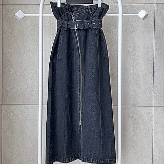 [Black label]Zipper denim long skirt 새상품세일