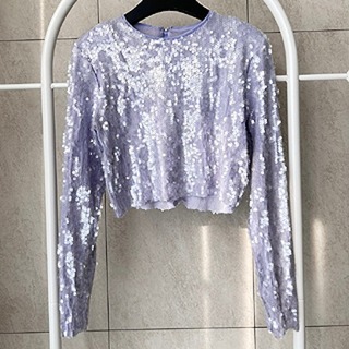 [수입]Self lilac sequin top 새상품세일