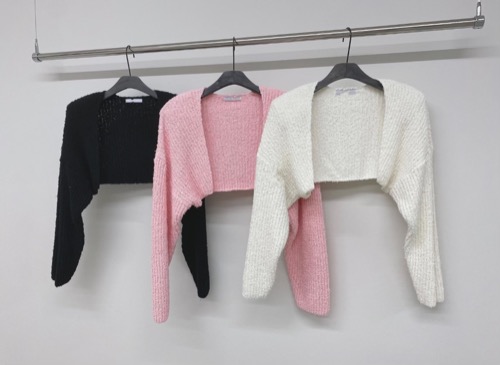 Shoulder pad bolero knit (ivory/ pink / black)78000