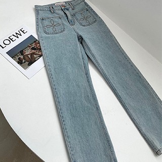 Embroidered straight jeans