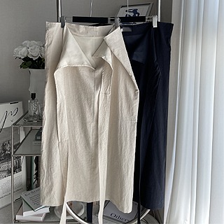 Linen twist skirt (beige/ navy)