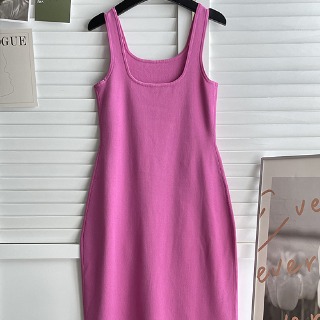 [수입]Pink slim knit dress