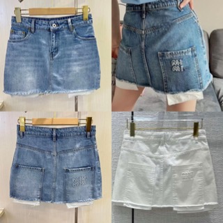 [수입]Mi* cut-off skirt (white/ blue)