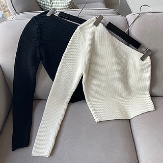 Lambswool one shoulder knit